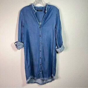 Maven West long sleeve minimalist raw hem denim‎ dress size small